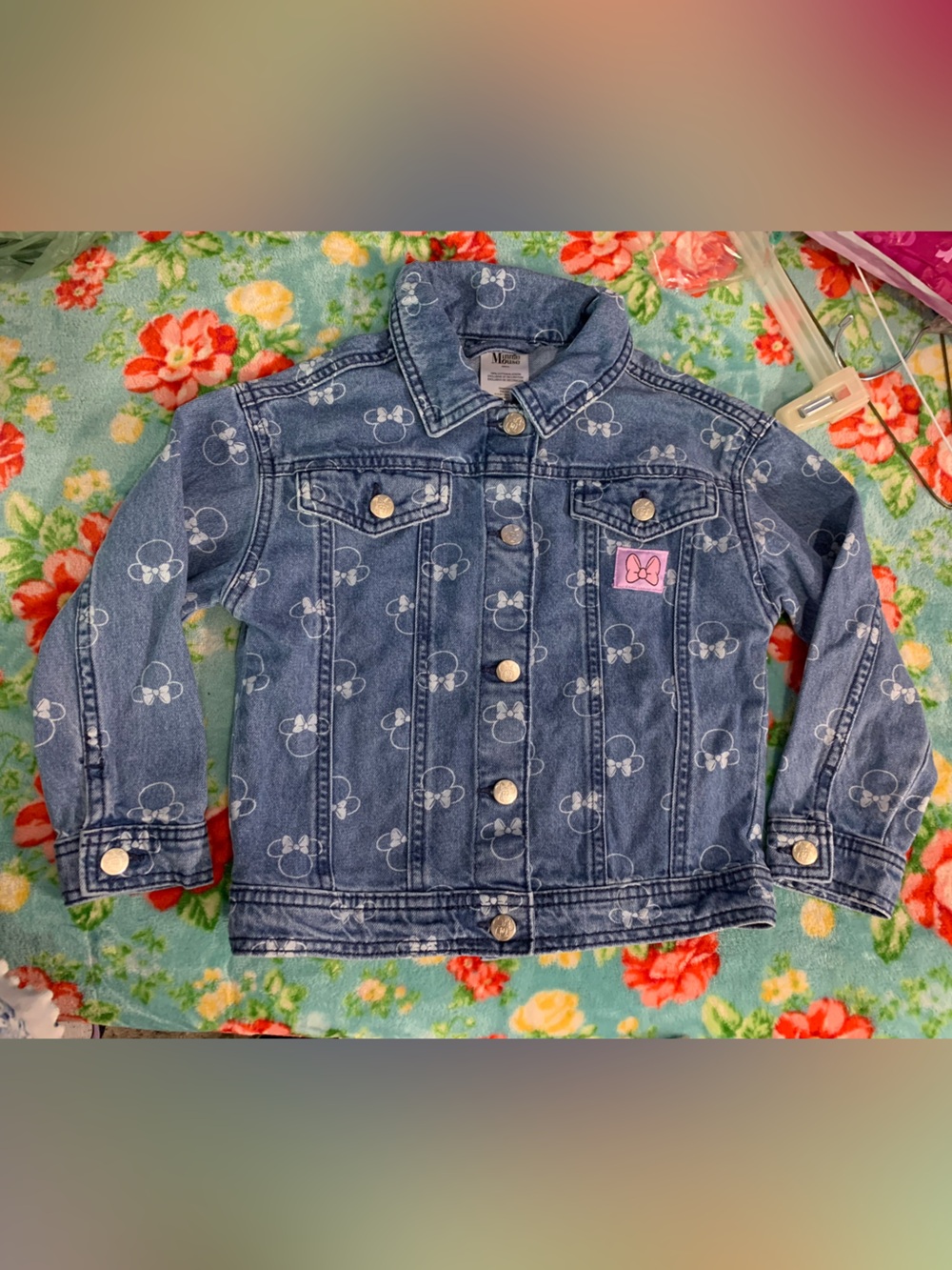 Disney Minnie Mouse Denim Jean Jacket Button Front Size 6
